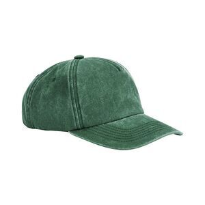 Beechfield Vintage Washed 5 Panel Relaxed Fit Baseball Cap / Bottle Green